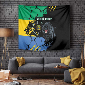 Personalized Gabon Black Panther Tapestry Gabonese Map Grunge Style