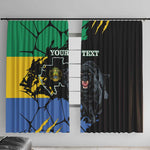 Personalized Gabon Black Panther Window Curtain Gabonese Map Grunge Style