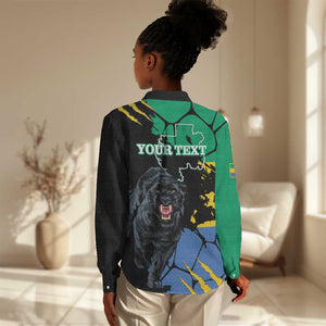 Personalized Gabon Black Panther Women Casual Shirt Gabonese Map Grunge Style