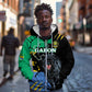 Personalized Gabon Black Panther Zip Hoodie Gabonese Map Grunge Style