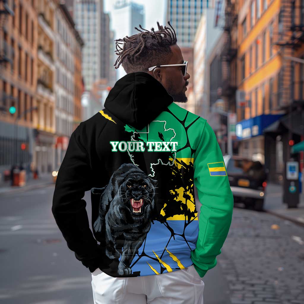 Personalized Gabon Black Panther Zip Hoodie Gabonese Map Grunge Style