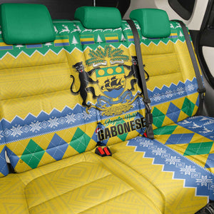 Afro Gabon Christmas Back Car Seat Cover Joyeux Noel Coat Of Arms - African Pattern