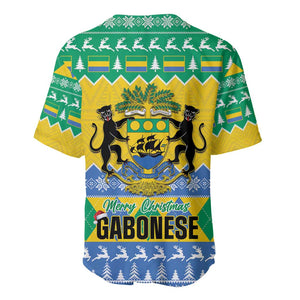 Afro Gabon Christmas Baseball Jersey Joyeux Noel Coat Of Arms - African Pattern