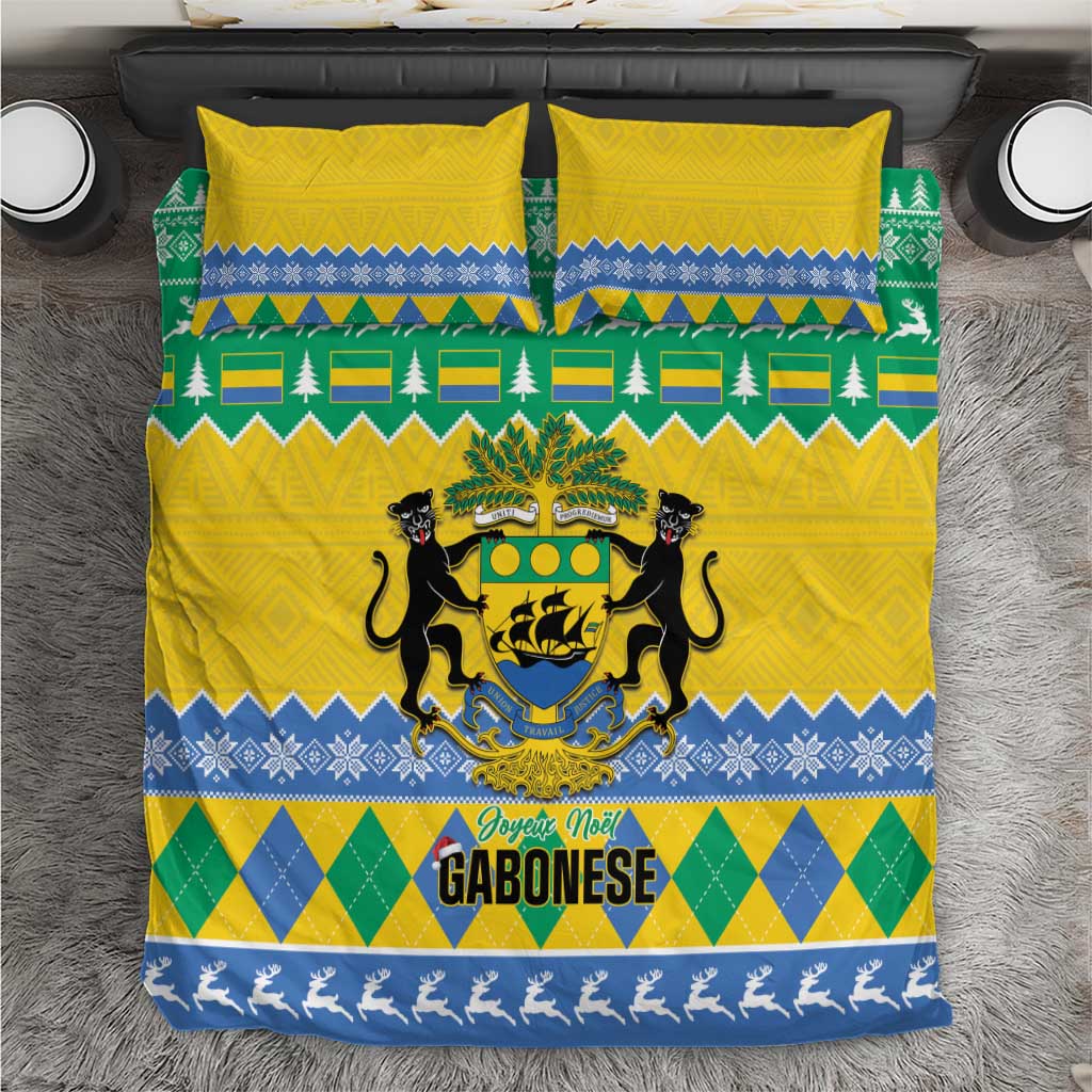 Afro Gabon Christmas Bedding Set Joyeux Noel Coat Of Arms - African Pattern