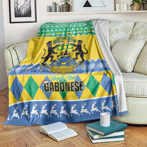 Afro Gabon Christmas Blanket Joyeux Noel Coat Of Arms - African Pattern