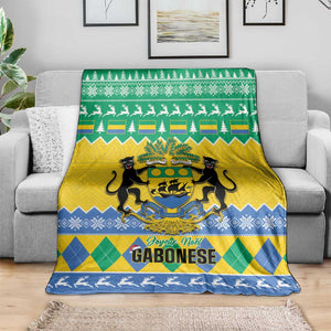 Afro Gabon Christmas Blanket Joyeux Noel Coat Of Arms - African Pattern