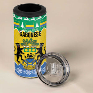 Afro Gabon Christmas 4 in 1 Can Cooler Tumbler Joyeux Noel Coat Of Arms - African Pattern