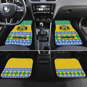 Afro Gabon Christmas Car Mats Joyeux Noel Coat Of Arms - African Pattern