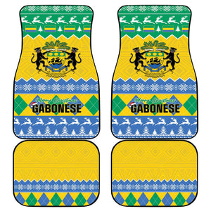 Afro Gabon Christmas Car Mats Joyeux Noel Coat Of Arms - African Pattern