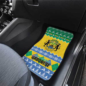 Afro Gabon Christmas Car Mats Joyeux Noel Coat Of Arms - African Pattern