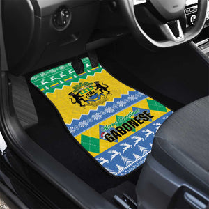 Afro Gabon Christmas Car Mats Joyeux Noel Coat Of Arms - African Pattern