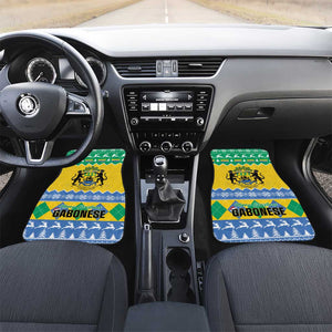 Afro Gabon Christmas Car Mats Joyeux Noel Coat Of Arms - African Pattern