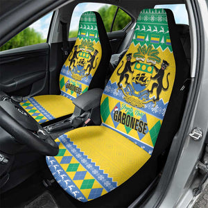 Afro Gabon Christmas Car Seat Cover Joyeux Noel Coat Of Arms - African Pattern