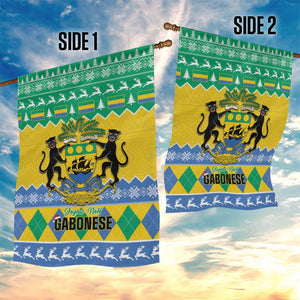 Afro Gabon Christmas Garden Flag Joyeux Noel Coat Of Arms - African Pattern