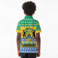 Afro Gabon Christmas Kid Polo Shirt Joyeux Noel Coat Of Arms - African Pattern