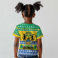 Afro Gabon Christmas Kid T shirt Joyeux Noel Coat Of Arms - African Pattern