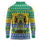 Afro Gabon Christmas Long Sleeve Polo Shirt Joyeux Noel Coat Of Arms - African Pattern