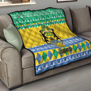 Afro Gabon Christmas Quilt Joyeux Noel Coat Of Arms - African Pattern