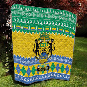 Afro Gabon Christmas Quilt Joyeux Noel Coat Of Arms - African Pattern