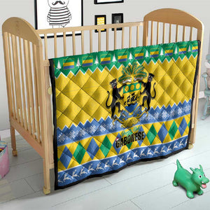 Afro Gabon Christmas Quilt Joyeux Noel Coat Of Arms - African Pattern