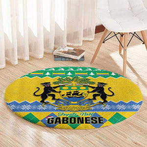 Afro Gabon Christmas Round Carpet Joyeux Noel Coat Of Arms - African Pattern