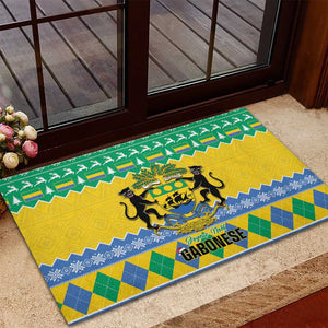 Afro Gabon Christmas Rubber Doormat Joyeux Noel Coat Of Arms - African Pattern