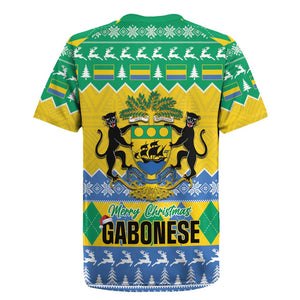 Afro Gabon Christmas Rugby Jersey Joyeux Noel Coat Of Arms - African Pattern