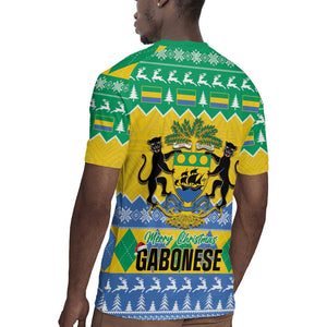 Afro Gabon Christmas Rugby Jersey Joyeux Noel Coat Of Arms - African Pattern