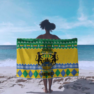 Afro Gabon Christmas Sarong Joyeux Noel Coat Of Arms - African Pattern