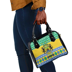 Afro Gabon Christmas Shoulder Handbag Joyeux Noel Coat Of Arms - African Pattern