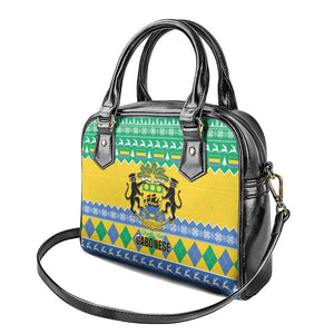 Afro Gabon Christmas Shoulder Handbag Joyeux Noel Coat Of Arms - African Pattern