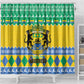 Afro Gabon Christmas Shower Curtain Joyeux Noel Coat Of Arms - African Pattern