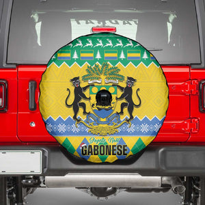 Afro Gabon Christmas Spare Tire Cover Joyeux Noel Coat Of Arms - African Pattern