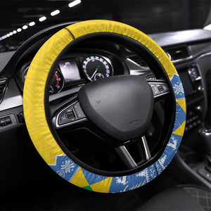 Afro Gabon Christmas Steering Wheel Cover Joyeux Noel Coat Of Arms - African Pattern