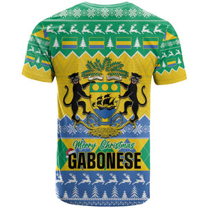 Afro Gabon Christmas T shirt Joyeux Noel Coat Of Arms - African Pattern