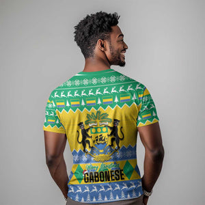 Afro Gabon Christmas T shirt Joyeux Noel Coat Of Arms - African Pattern