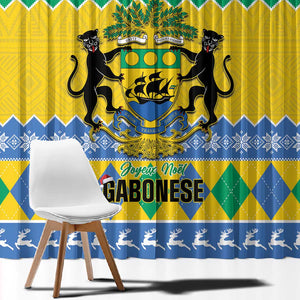 Afro Gabon Christmas Window Curtain Joyeux Noel Coat Of Arms - African Pattern