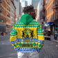 Afro Gabon Christmas Zip Hoodie Joyeux Noel Coat Of Arms - African Pattern