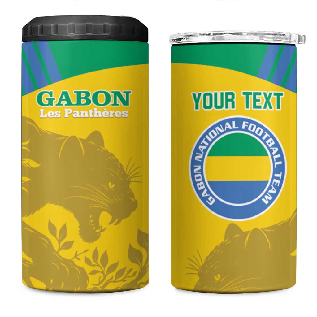 Personalized Gabon Football 4 in 1 Can Cooler Tumbler Allez Les Pantheres