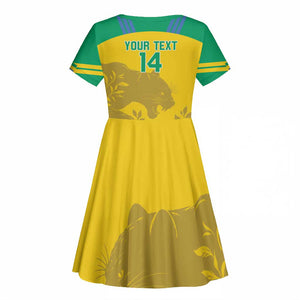 Personalized Gabon Football Kid Short Sleeve Dress Allez Les Pantheres