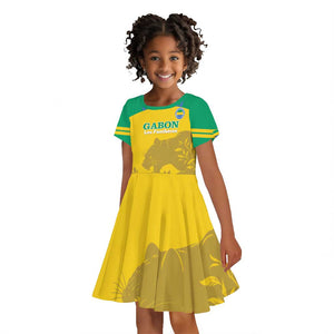 Personalized Gabon Football Kid Short Sleeve Dress Allez Les Pantheres