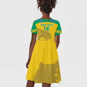 Personalized Gabon Football Kid Short Sleeve Dress Allez Les Pantheres