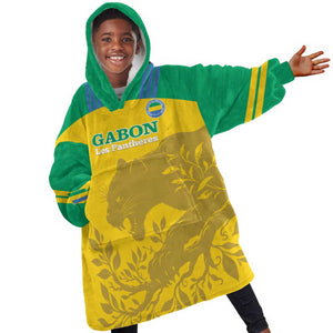 Personalized Gabon Football Kid Wearable Blanket Hoodie Allez Les Pantheres