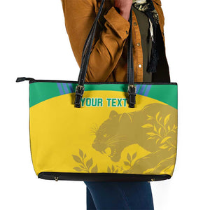 Personalized Gabon Football Leather Tote Bag Allez Les Pantheres