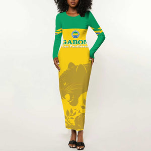 Personalized Gabon Football Long Sleeve Bodycon Dress Allez Les Pantheres