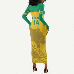 Personalized Gabon Football Long Sleeve Bodycon Dress Allez Les Pantheres