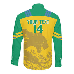 Personalized Gabon Football Long Sleeve Button Shirt Allez Les Pantheres