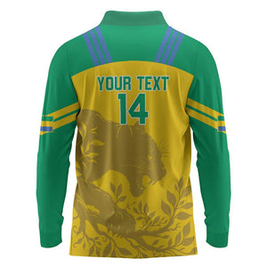 Personalized Gabon Football Long Sleeve Polo Shirt Allez Les Pantheres