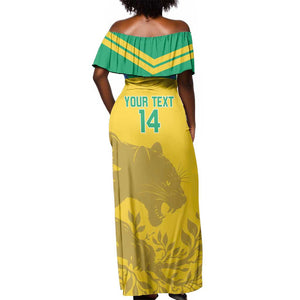 Personalized Gabon Football Off Shoulder Maxi Dress Allez Les Pantheres