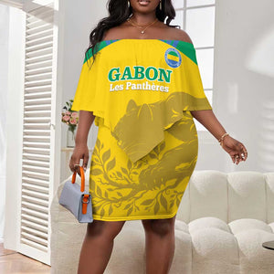 Personalized Gabon Football Off Shoulder Short Dress Allez Les Pantheres